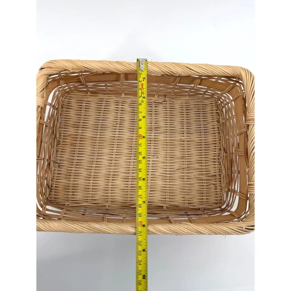 Vintage Sunflower Woven Basket Tray Ceramic Handles Cottagecore Kitchen Decor